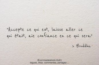 Accepte ce qui est, laisse aller ce qui était, aie confiance en ce qui sera