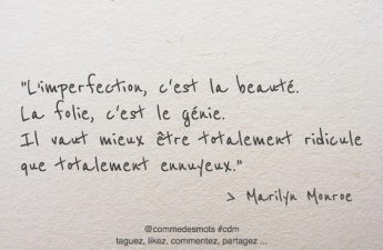 L’imperfection, c’est la beauté. La folie, c’est le génie.