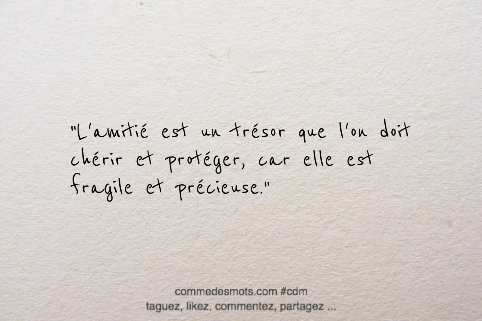 citation du jour sur l'amitié "L'amitié est un trésor que l'on doit chérir et protéger, car elle est fragile et précieuse."