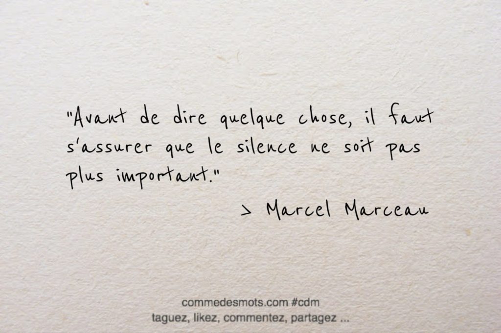 Avant de dire quelque chose, il faut s
