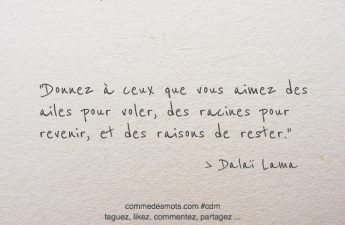 Donnez à ceux que vous aimez des ailes pour voler, des racines pour revenir, et des raisons de rester.