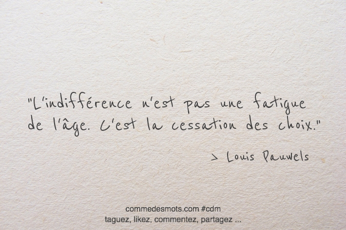 L'indifférence n'est pas une fatigue de l'âge. C'est la cessation des choix.