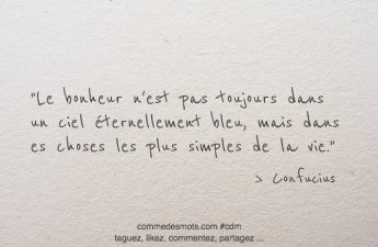 Le bonheur n'est pas toujours dans un ciel éternellement bleu, mais dans les choses les plus simples de la vie.