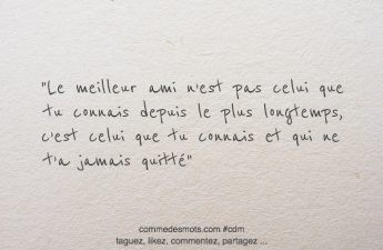 Le meilleur ami n’est pas celui que tu connais depuis le plus longtemps, c’est celui que tu connais et qui ne t’a jamais quitté