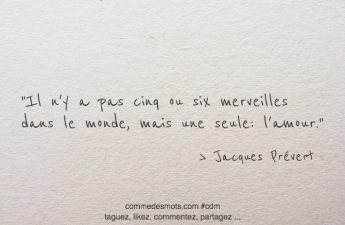 Il n'y a pas cinq ou six merveilles dans le monde, mais une seule: l'amour.