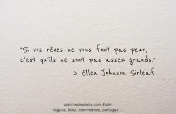 citation du jour : "Si vos rêves ne vous font pas peur, c'est qu'ils ne sont pas assez grands."