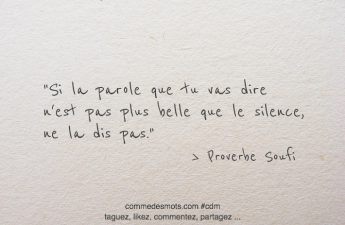 Si la parole que tu vas dire n'est pas plus belle que le silence, ne la dis pas.