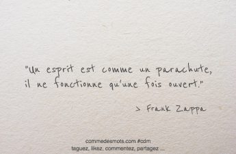 Un esprit est comme un parachute, il ne fonctionne qu'une fois ouvert.