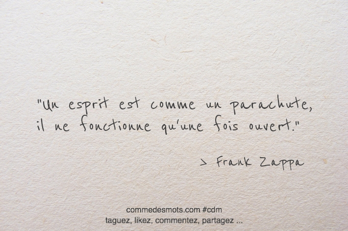 Un esprit est comme un parachute, il ne fonctionne qu'une fois ouvert.