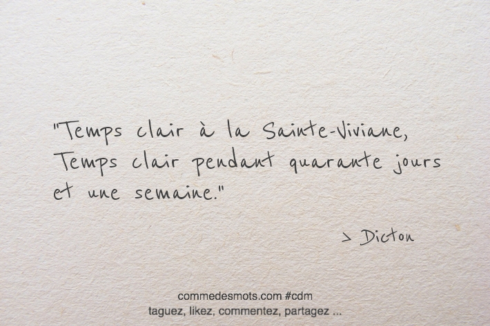 Temps clair à la Sainte-Viviane, - Temps clair pendant quarante jours et une semaine.