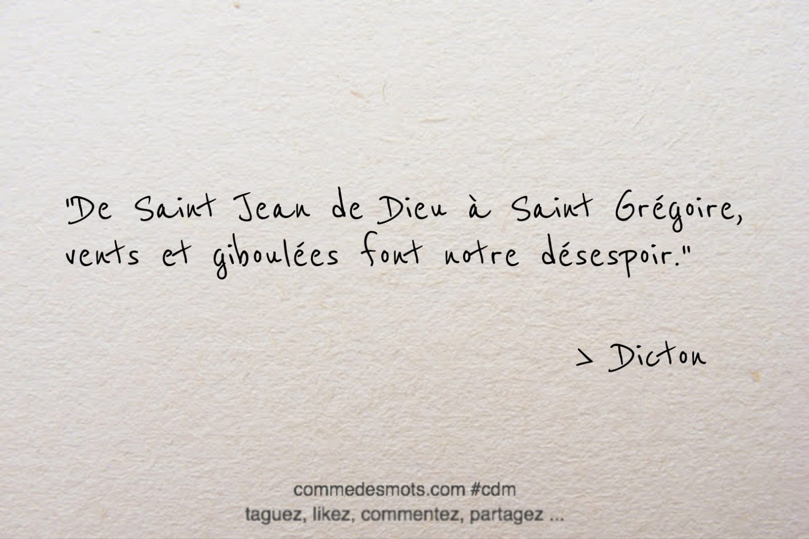 Dicton Saint Jean de Dieu