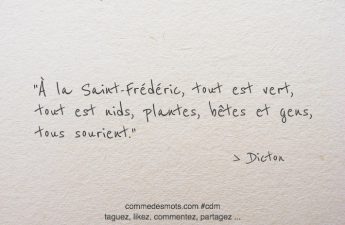 À la Saint Frédéric, tout est vert, tout est nids, plantes, bêtes et gens, tous sourient.