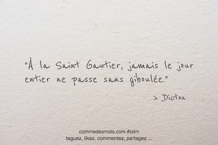 À la Saint Gautier, jamais le jour entier ne passe sans giboulée.