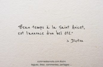 Dicton du 17 avril jour de la Saint Anicet : "Beau temps à la Saint Anicet, est l’annonce d’un bel été."