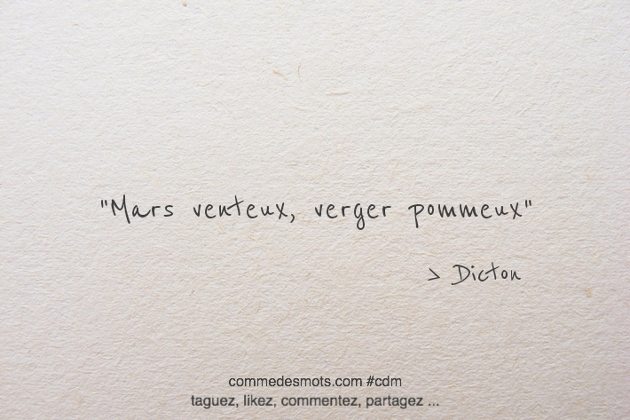 Mars venteux, verger pommeux.