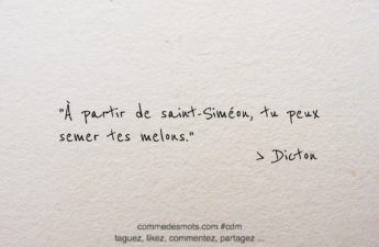 dicton du 27 avril jour de la Saint Siméon : "À partir de Saint Siméon, tu peux semer tes melons."