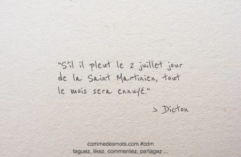 S'il il pleut le 2 juillet jour de la Saint Martinien, tout le mois sera ennuyé.