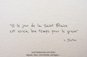 Si le jour de la Saint Blaise est serein, bon temps pour le grain.